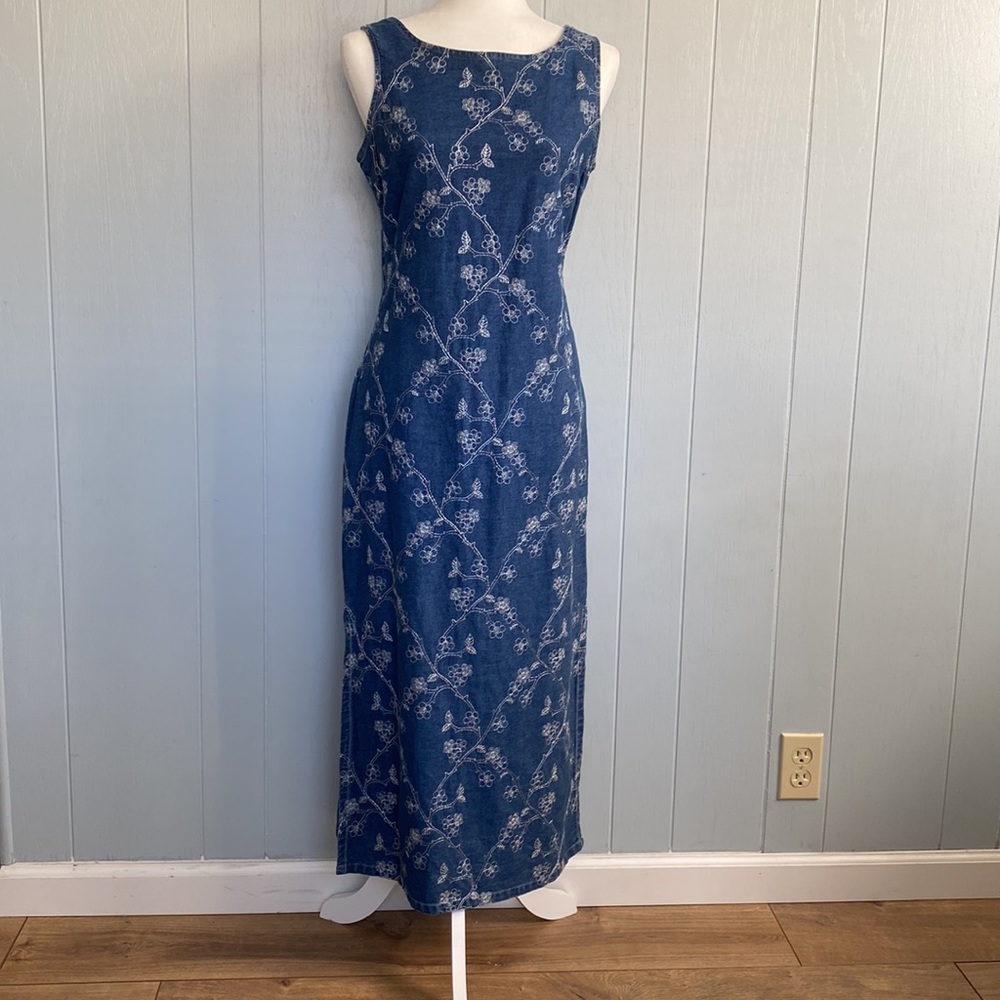 Vintage Embroidered Denim Maxi